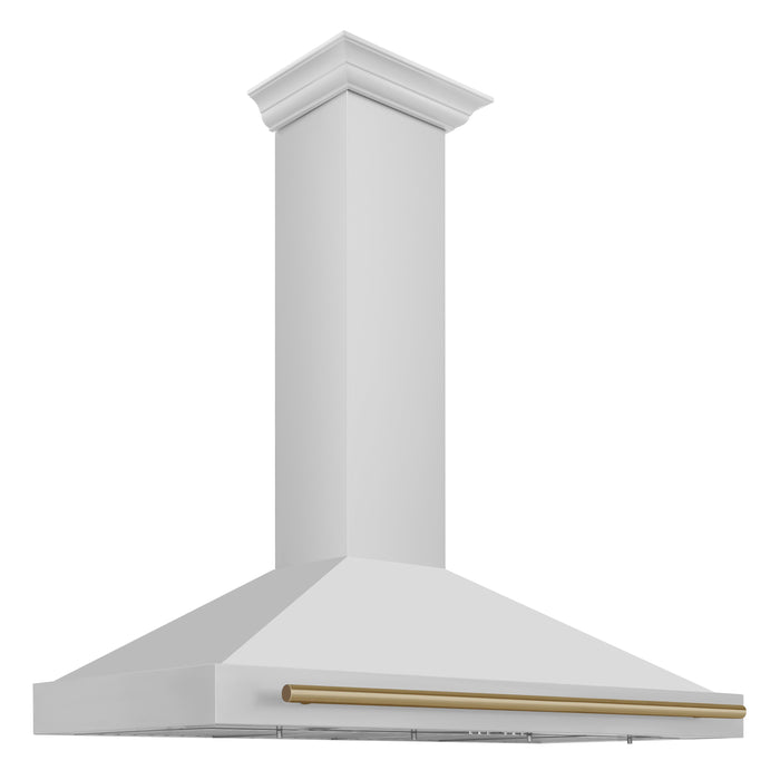 ZLINE 48" Autograph Edition Wall Mount Range Hood in Stainless Steel with Champagne Bronze Handle, KB4STZ-48-CB