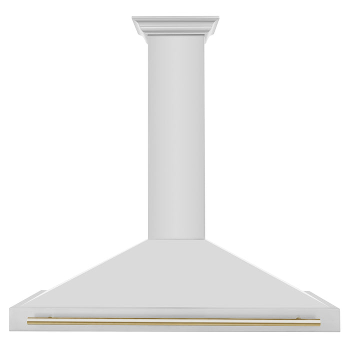 ZLINE 48" Autograph Edition Wall Mount Range Hood in Stainless Steel with Gold Handle, KB4STZ-48-G