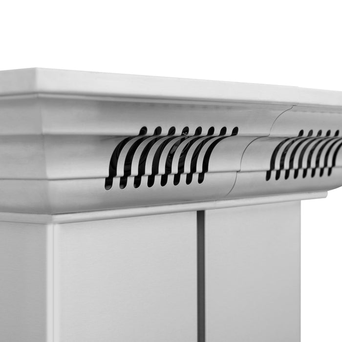 ZLINE 36" Ducted Island Mount Range Hood in Stainless Steel with CrownSound® Bluetooth Speakers, KE2iCRN-BT-36