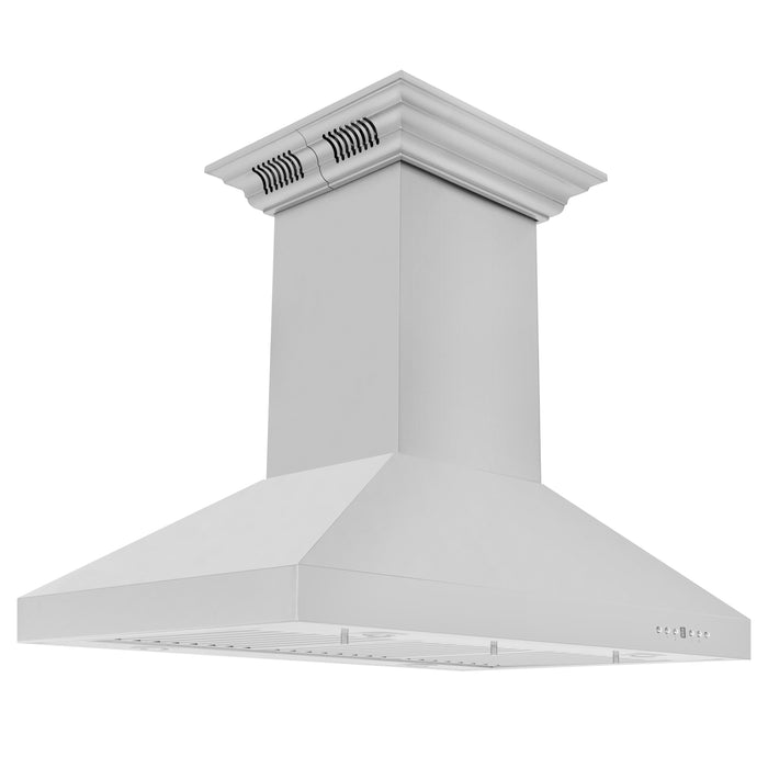 ZLINE 36" Island Mount Range Hood in Stainless Steel with CrownSound® Bluetooth Speakers, KL3iCRN-BT-36