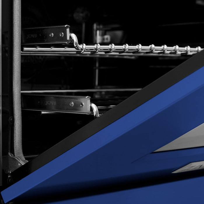 ZLINE 30" All Gas Range in DuraSnow® Stainless Steel with Blue Matte Door, RGS-BM-30