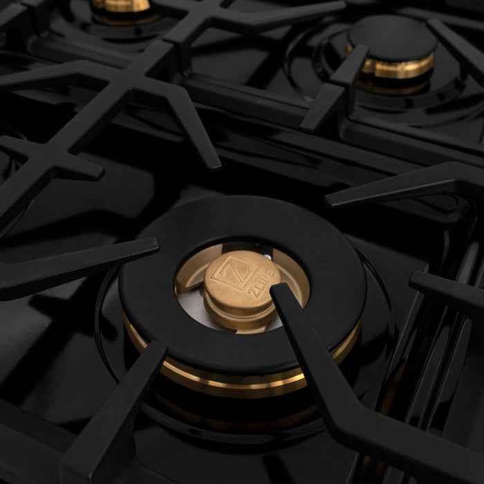 ZLINE 24" Autograph Edition All Gas Range with in DuraSnow® Stainless Steel with Gold Accents, RGSZ-SN-24-G