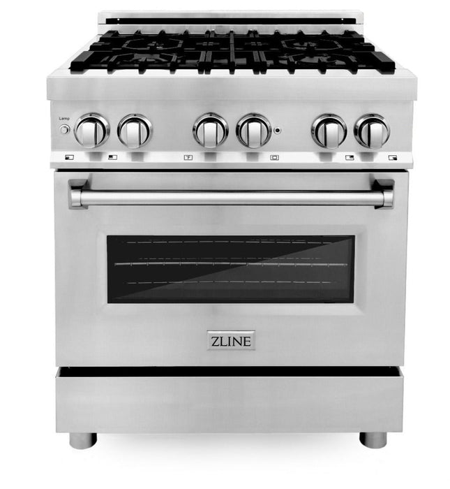 ZLINE Appliance Package - 30 in. Dual Fuel Range, 30 in. Range Hood, Dishwasher, 3KP-RARH30-DW