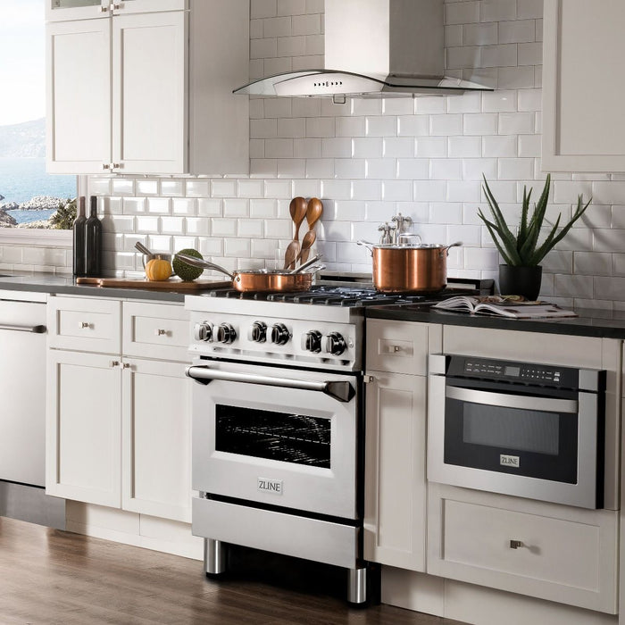 ZLINE 30" All Gas Range in Stainless with Brass Burners, RG-BR-30