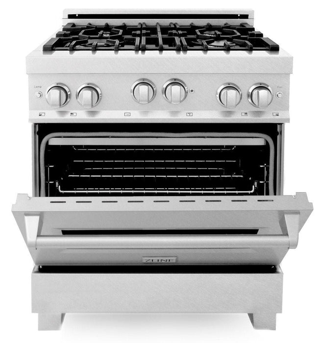 ZLINE 30 in. Kitchen Appliance Package with DuraSnow® Stainless Steel Gas Range, Ducted Range Hood and Tall Tub Dishwasher, 3KP-RGSRH30-DWV