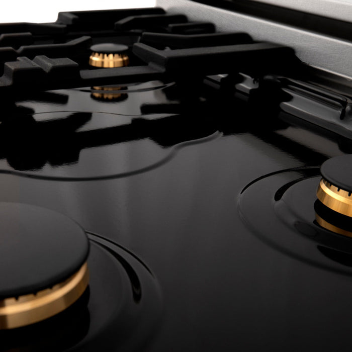 ZLINE 30" All Gas Range in DuraSnow® Stainless with Brass Burners, RGS-SN-BR-30