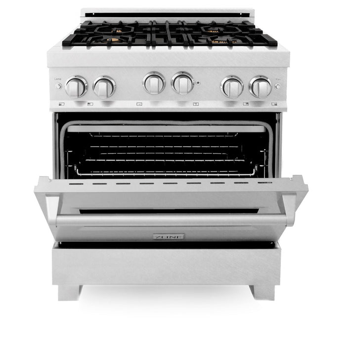 ZLINE 30" All Gas Range in DuraSnow® Stainless with Brass Burners, RGS-SN-BR-30