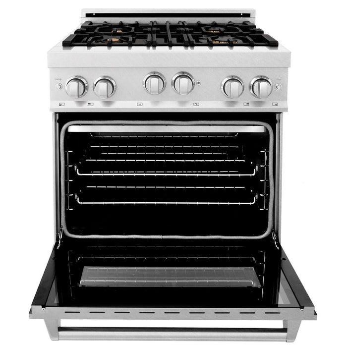 ZLINE 30" All Gas Range in DuraSnow® Stainless with Brass Burners, RGS-SN-BR-30