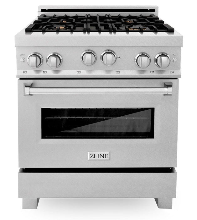 ZLINE 30" All Gas Range in DuraSnow® Stainless with Brass Burners, RGS-SN-BR-30