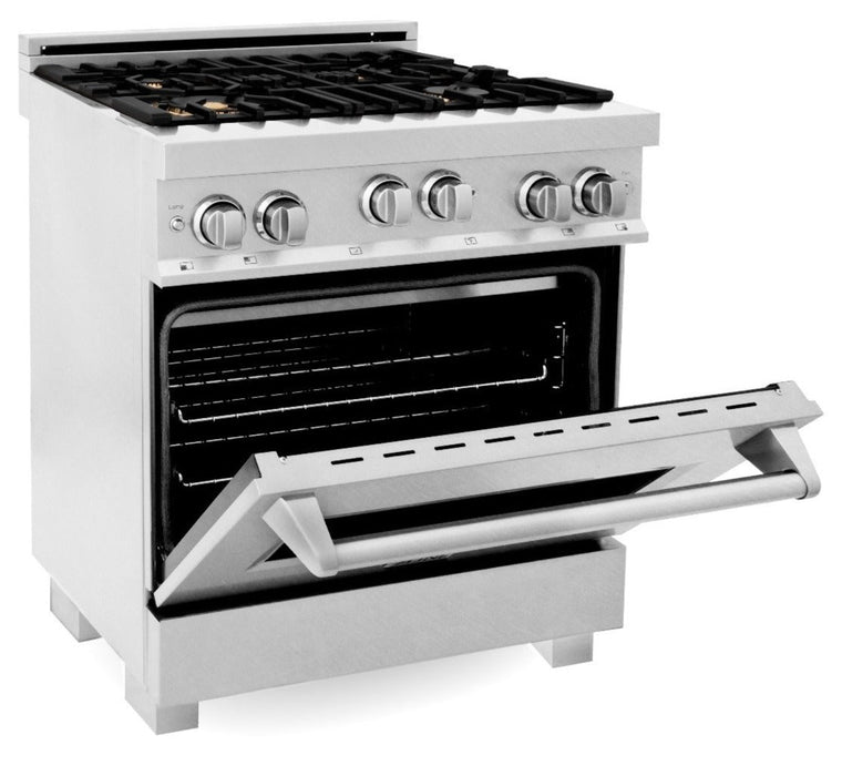 ZLINE 30" All Gas Range in DuraSnow® Stainless with Brass Burners, RGS-SN-BR-30