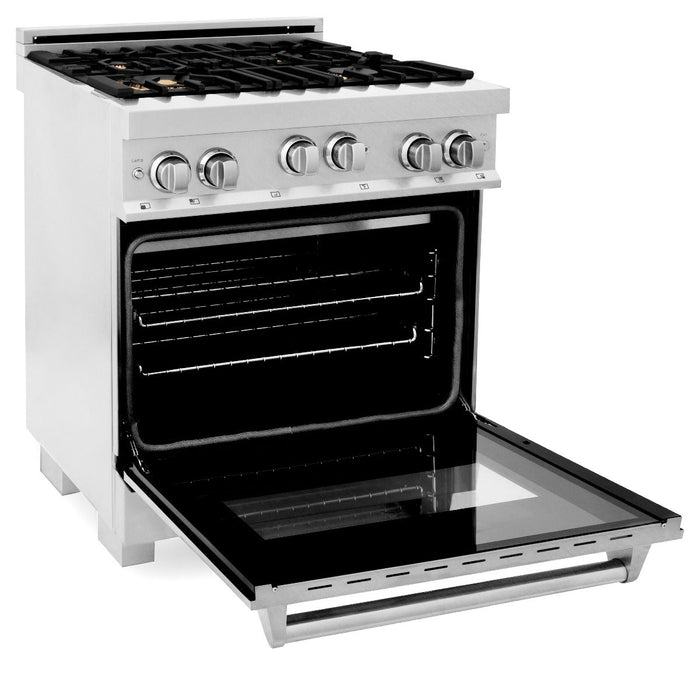 ZLINE 30" All Gas Range in DuraSnow® Stainless with Brass Burners, RGS-SN-BR-30