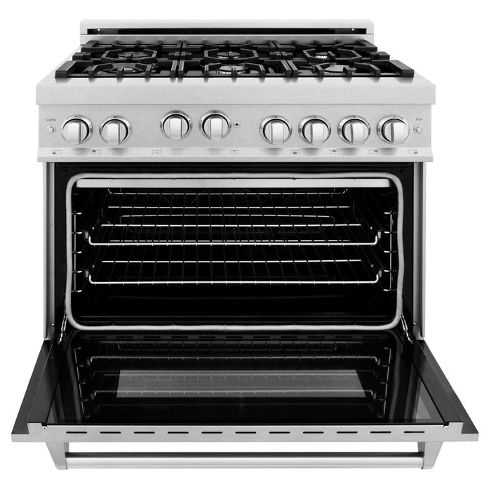 ZLINE 36" All Gas Range in DuraSnow® Stainless with 6 Burners, RGS-SN-36