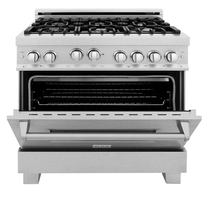 ZLINE 36" All Gas Range in DuraSnow® Stainless with 6 Burners, RGS-SN-36