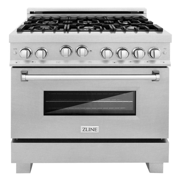 ZLINE 36" All Gas Range in DuraSnow® Stainless with 6 Burners, RGS-SN-36