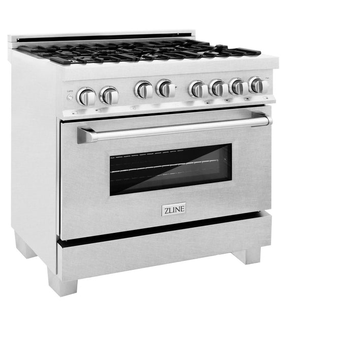 ZLINE 36" All Gas Range in DuraSnow® Stainless with 6 Burners, RGS-SN-36