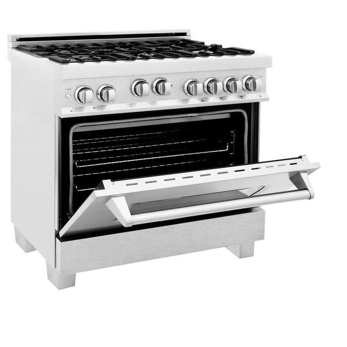 ZLINE 36" All Gas Range in DuraSnow® Stainless with 6 Burners, RGS-SN-36