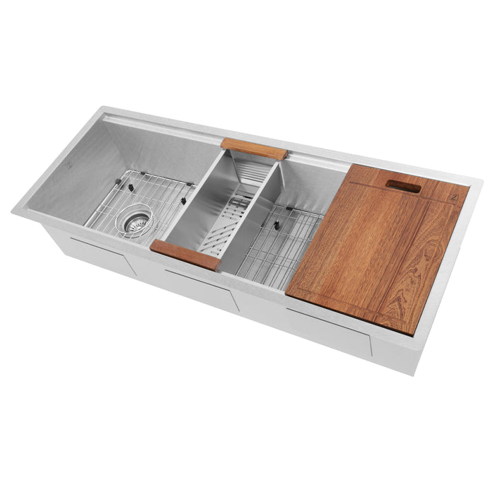 ZLINE 43" Garmisch Undermount Single Bowl Kitchen Sink in Stainless Steel with Bottom Grid and Accessories, SLS-43