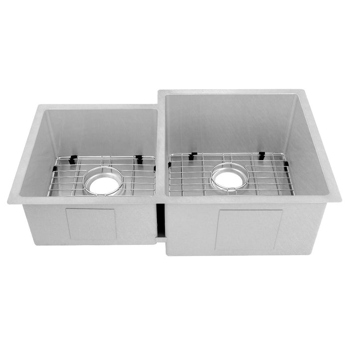 ZLINE 32" Jackson Undermount Double Bowl Kitchen Sink in DuraSnow® Stainless Steel with Bottom Grid, SRDL-32S
