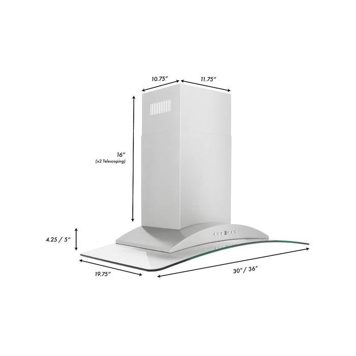 ZLINE 36" Convertible Vent Wall Mount Range Hood in Stainless Steel & Glass, KN-36