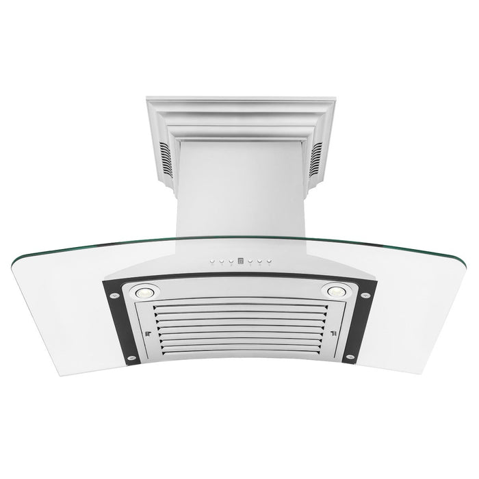 ZLINE 36' Wall Mount Range Hood with Built-in CrownSound Bluetooth Speakers in Stainless Steel & Glass, KNCRN-BT-36