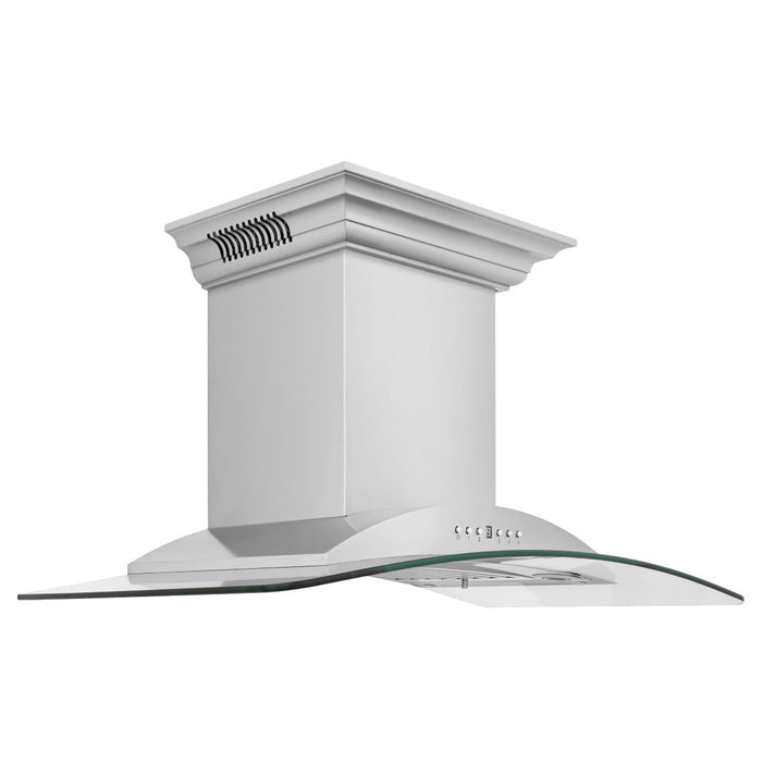 ZLINE 36' Wall Mount Range Hood with Built-in CrownSound Bluetooth Speakers in Stainless Steel & Glass, KNCRN-BT-36