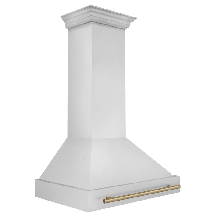 ZLINE 36" Autograph Edition Wall Mount Range Hood in Stainless Steel with Champagne Bronze Handle, 8654STZ-36-CB