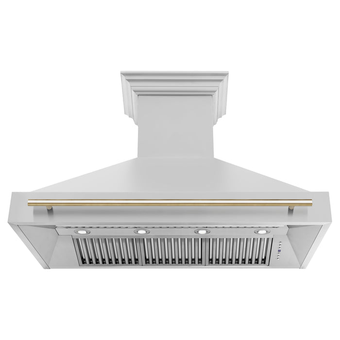 ZLINE 48" Autograph Edition Stainless Steel Range Hood with Gold Handle, 8654STZ-48-G