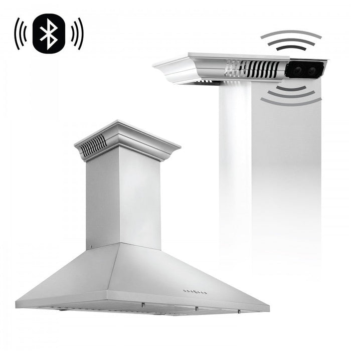 ZLINE 30" Wall Mount Range Hood in Stainless Steel with Built-in CrownSound® Bluetooth Speakers, KL2CRN-BT-30