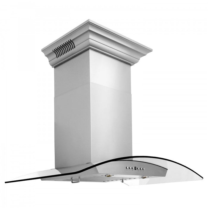 ZLINE 36" Wall Mount Range Hood with Built-in CrownSound® Bluetooth Speakers in Stainless Steel & Glass, KZCRN-BT-36