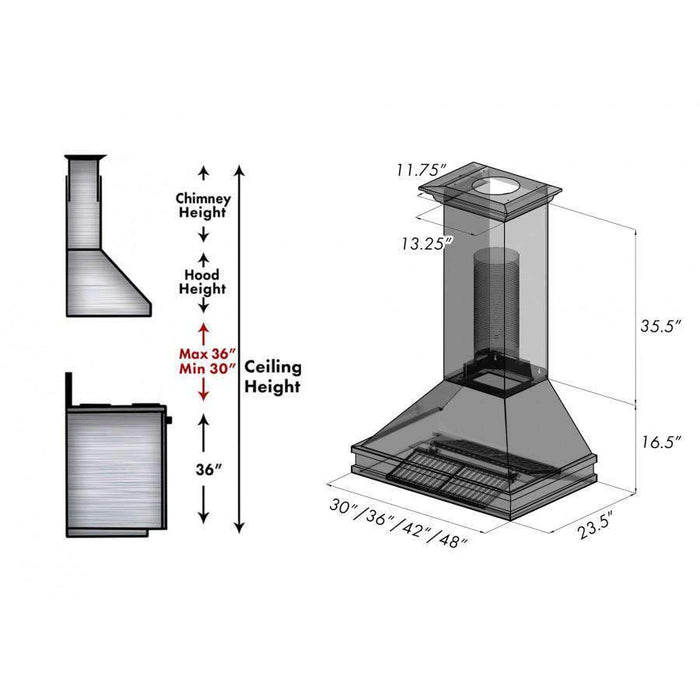 ZLINE 30" Designer Series Wall Mount Range Hood in DuraSnow® Stainless Steel, 8656S-30