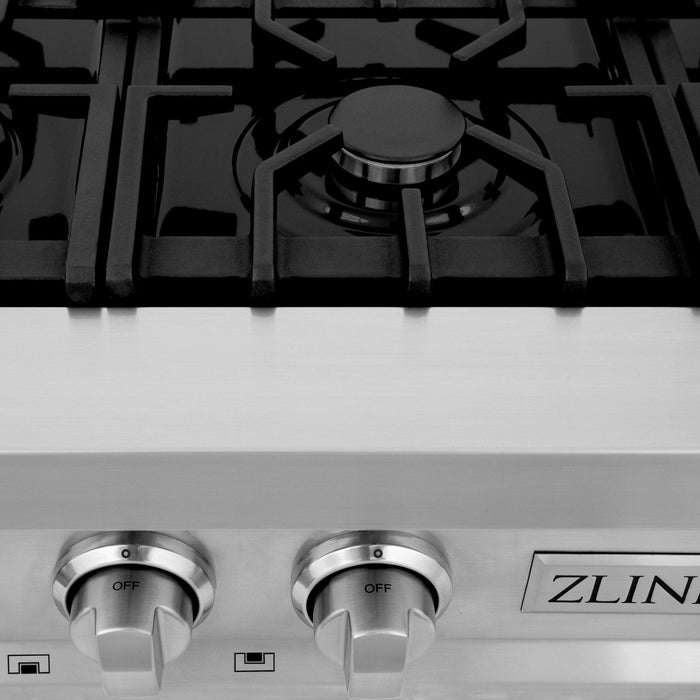 ZLINE Appliance Package - 36" Rangetop With 6 Gas Burners, Range Hood In Stainless Steel, 2KP-RTRH36