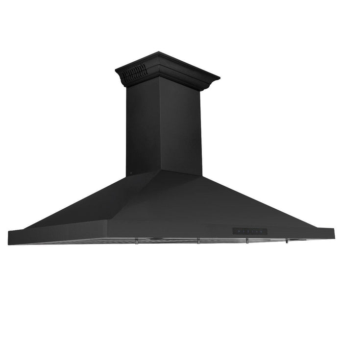 ZLINE 36" Ducted Wall Mount Range Hood in Black Stainless Steel with Crownsound BlueTooth Crown Molding, BSKBNCRN-BT-36