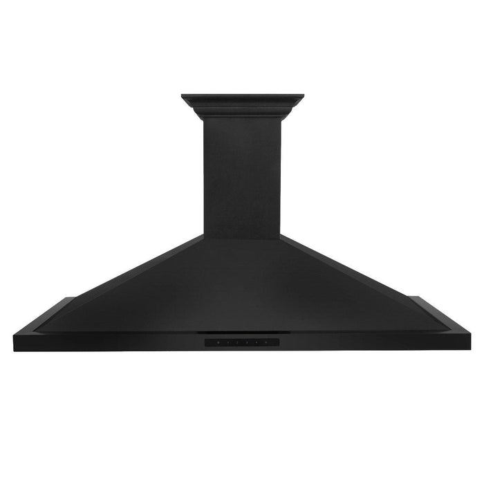 ZLINE 36" Ducted Wall Mount Range Hood in Black Stainless Steel with Crownsound BlueTooth Crown Molding, BSKBNCRN-BT-36