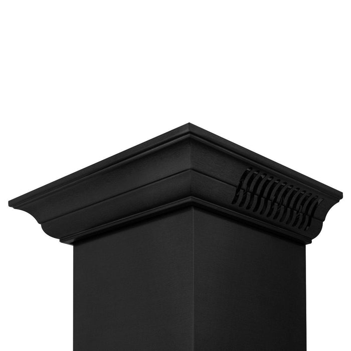 ZLINE 36" Ducted Wall Mount Range Hood in Black Stainless Steel with Crownsound BlueTooth Crown Molding, BSKBNCRN-BT-36