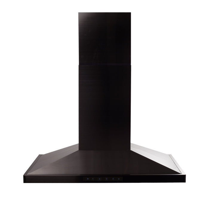 ZLINE 30" Island Mount Range Hood in Black Stainless Steel with CrownSound Built-in Speakers, BSGL2iNCRN-BT-30