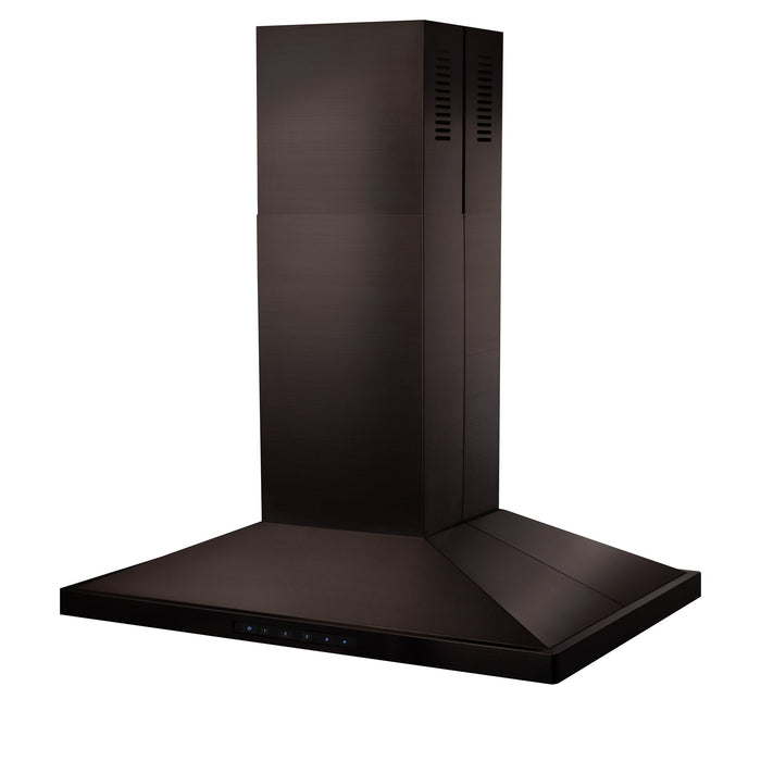 ZLINE 30" Island Mount Range Hood in Black Stainless Steel with CrownSound Built-in Speakers, BSGL2iNCRN-BT-30