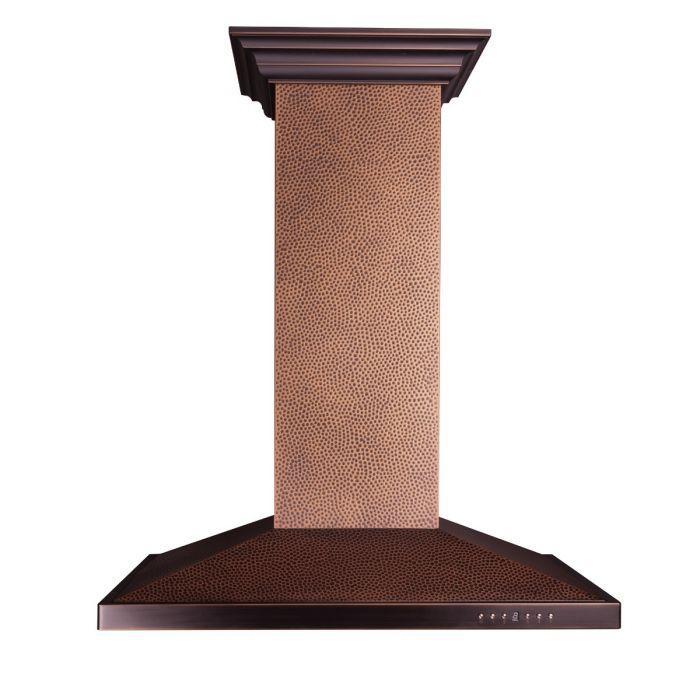 ZLINE 36" Designer Series Island Mount Range Hood in Hand Hammered Copper, 8GL2Hi-36