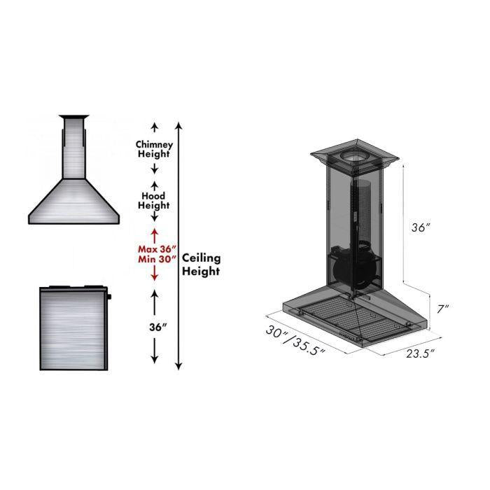 ZLINE 36" Designer Series Island Mount Range Hood in Hand Hammered Copper, 8GL2Hi-36