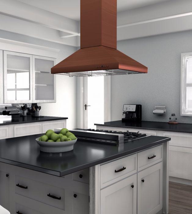 ZLINE 36" Designer Series Island Mount Range Hood in Copper Finish, 8KL3iC-36