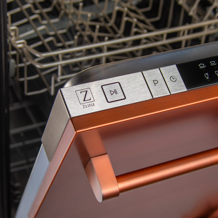 ZLINE 24" Classic Top Control Dishwasher in Copper with Traditional Style Handle, DW-C-H-24