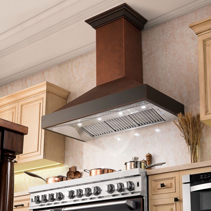 ZLINE 30" Wall Mount Range Hood in Hand-Hammered Copper Finish, 655-HBXXX-30