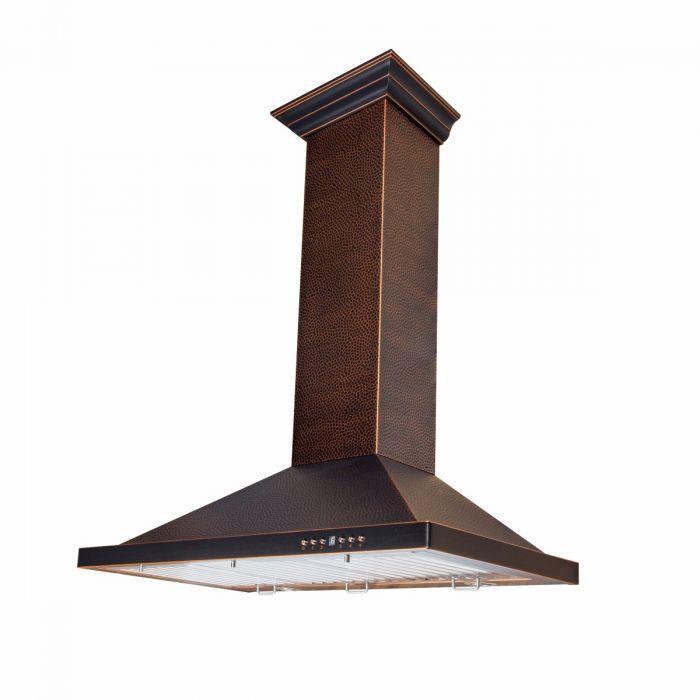 ZLINE 36" Designer Series Wall Mount Range Hood in Hand-Hammered Copper, 8KBH-36