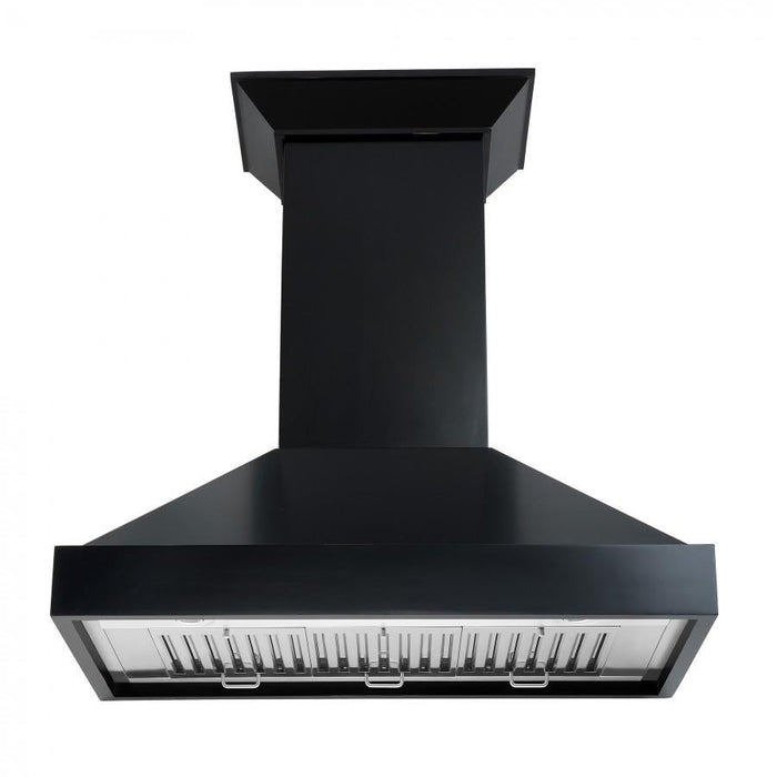 ZLINE 30" Designer Series Wooden Wall Mount Range Hood in Black with Crown Molding, KBCC-30