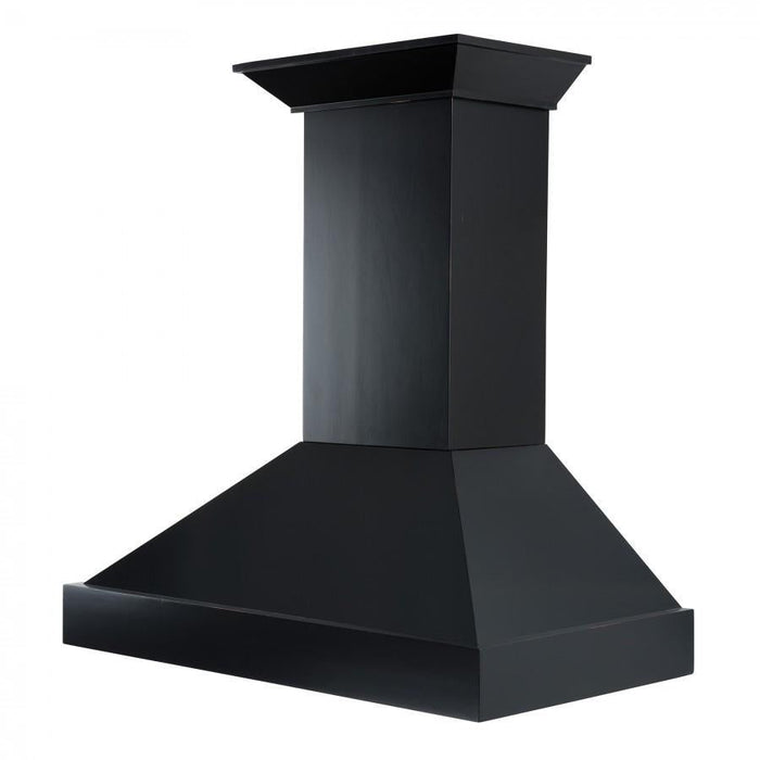 ZLINE 30" Designer Series Wooden Wall Mount Range Hood in Black with Crown Molding, KBCC-30