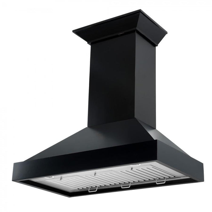 ZLINE 30" Designer Series Wooden Wall Mount Range Hood in Black with Crown Molding, KBCC-30