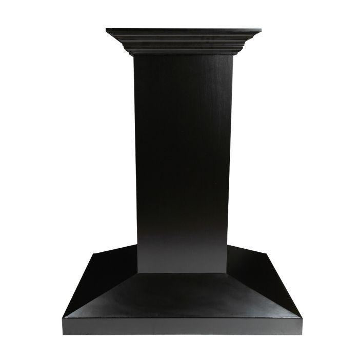 ZLINE 30" Convertible Wooden Island Mount Range Hood in Black with Crown Molding, KBiCC-30