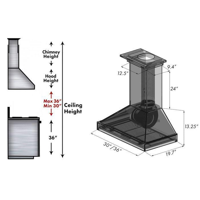 ZLINE 36" Wooden Wall Mount Range Hood in White, KBTT-36