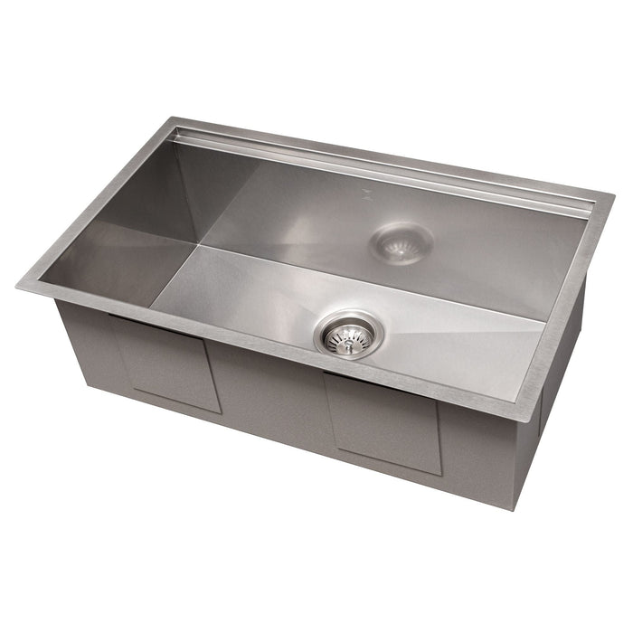 ZLINE 30" Garmisch Undermount Single Bowl DuraSnow® Stainless Steel Kitchen Sink with Bottom Grid and Accessories, SLS-30S