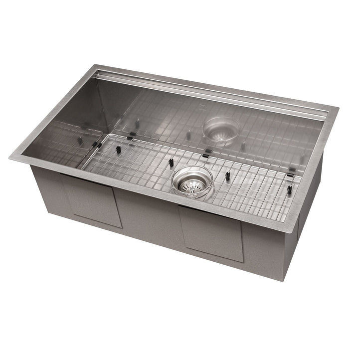 ZLINE 30" Garmisch Undermount Single Bowl DuraSnow® Stainless Steel Kitchen Sink with Bottom Grid and Accessories, SLS-30S