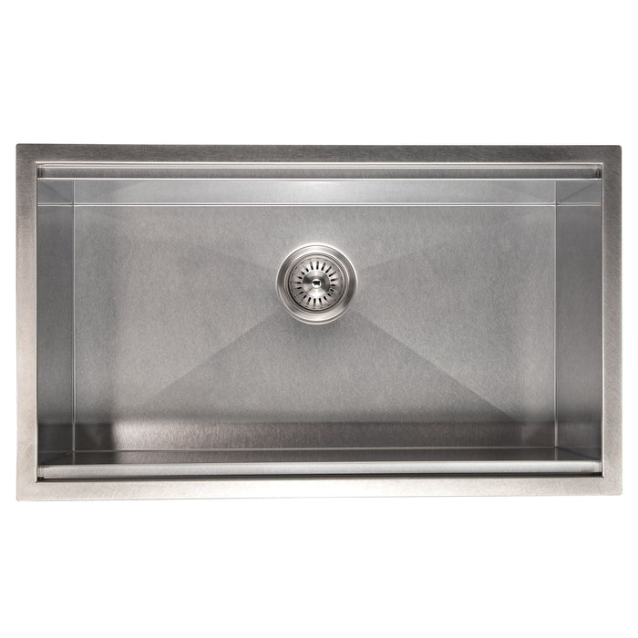 ZLINE 30" Garmisch Undermount Single Bowl DuraSnow® Stainless Steel Kitchen Sink with Bottom Grid and Accessories, SLS-30S